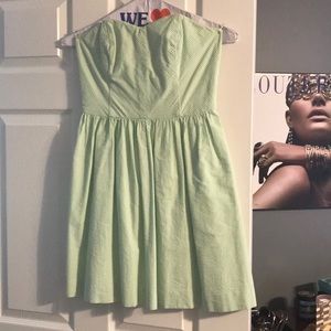 Lilly Pulitzer strapless green seersucker dress